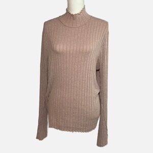 LC LAUREN CONRAD Ribbed Mock Neck Sweater in Rose